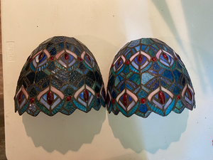 lot 56 image: Pair of Stained Glass Wall Sconce Shades