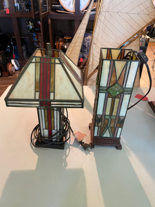 lot 57 image: 2 Stained Glass Table Lamps