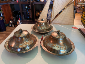 lot 147 image: Grp 3 Antique Islamic Metal Food Servers