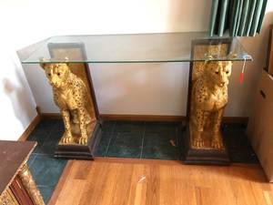 lot 383 image: Jaguar Glass Top Console Table