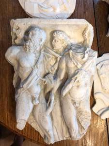 lot 602 image: Group of Ceramic and Resin GreekRoman Themed Wall Plaques