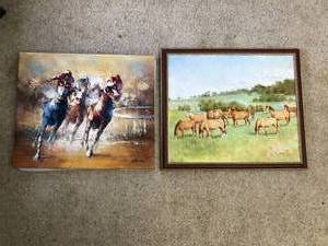 lot 90 image: 2 Horse Paintings
