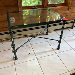 lot 511 image: Metal and Glass Rectangular Side Table
