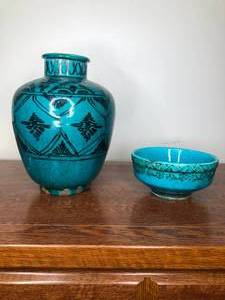 lot 457 image: Group of 2 Antique Persian Turquoise Glazed Ceramics