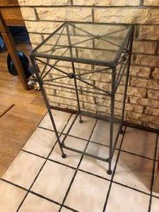lot 630 image: Metal Side Table with Upper and Lower Glass Shelves