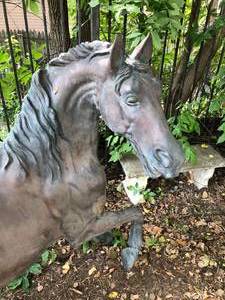 lot 439 image: Large Bronze Horse Garden Sculpture, after the Famous French sculptor Pierre Jules Mene