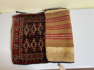 lot 284 image: Handmade Persian Oriental Rug Carpet bag face saddle bags