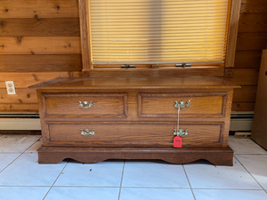 lot 442 image: Wood Chest with Faux Drawer Detailing on Front