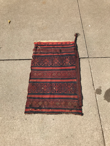 lot 655 image: Tribal Hand Woven Wool Bag - Heavy Wear and Repair
