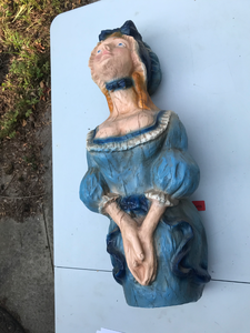 lot 640 image: Wood Statue of a Woman in a Blue Dress