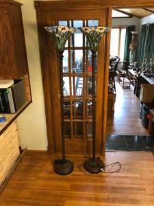 lot 130 image: Pair of Stained Glass Floor Lamps