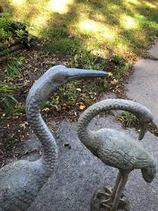 lot 795 image: Pair Metal Outdoor Waterfowl Sculptures