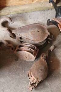 Lot of (3) Vintage Block and Tackle Pulley System