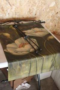 Vintage Roll Up Painting of Flowers 36x24