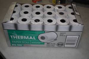 lot 116 image: Thermal Credit Card Terminal Paper - 36 Rolls 2-14 x 85