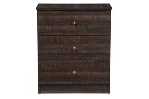 lot 168 image: NEW Decon Brown Wood 3 Drawer Chest