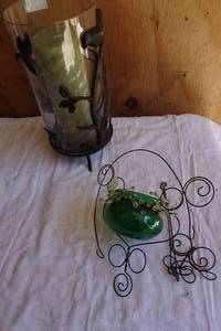 lot 99 image: Glass Candle Holder and Hanging Dcor