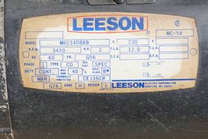 lot 36 image: Leeson 2 HP 230 Volt Single Phase Electric Motor - 58 Shaft
