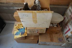 lot 102 image: Assorted Ceramic Craft Pieces - Plates, Tiles, Trinkets, Books
