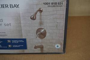 lot 10 image: Glacier Bay Builders Tub and Shower Set, Two Shower Heads Included -Brushed Nickel