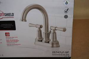 lot 13 image: NEW Delta Chamberlain Centerset Bathroom Faucet -Brushed Nickel