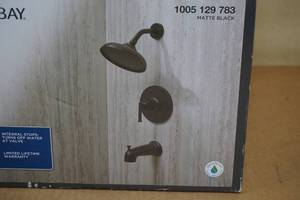 lot 14 image: NEW Glacier Bay Oswell Tub and Shower Set -Matte Black