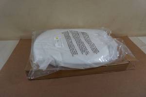 lot 21 image: NEW Signature Hardware White Elongated Plastic Toilet Seat