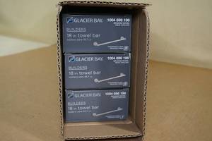 lot 22 image: Glacier Bay Builders 18 Towel Bar 3 Pack -Brushed Nickel