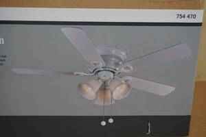 lot 40 image: NEW 44 Clarkston Ceiling Fan -White - Reversible Blades