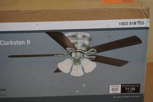 lot 51 image: NEW 44 LED Clarkston II Ceiling Fan -Brushed Nickel - Reversible Blades