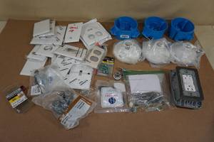 lot 59 image: Assorted Electrical Accessories -Outlet Cover, Ceiling Boxes, Screws