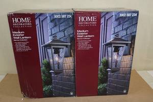 lot 75 image: 2 NEW Home Decorators Collection Medium Exterior Wall Lantern -Oil-Rubbed BronzeClear Water Glass