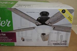 lot 98 image: NEW Hunter Reveille 60  Ceiling Fan with Reversible Blades - Bronze