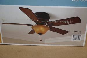 lot 112 image: NEW Hampton Bay 44 Small Room Ceiling Fan -Tarnished Bronze