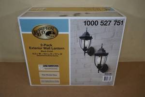 lot 127 image: NEW Hampton Bay 2-Pack Exterior Wall Lantern -Black Finish