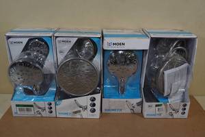 lot 129 image: 4 Moen Magnetic Shower Heads -Chrome and Brushed Nickel Finishes