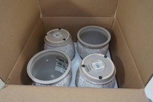 lot 130 image: NEW 4-Pack Southern Patio Authentic Ceramic 7 Planter -Gray