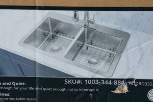 lot 147 image: NEW Elkay Avenue Dual Mount Double Bowl Kitchen Sink -Stainless Steel
