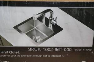 lot 166 image: NEW Elkay Crosstown Dual Mount Single Bowl Bar Sink -Stainless Steel