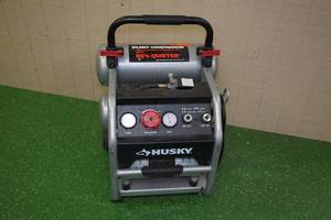 lot 177 image: Husky 4.5 Gallon Twin Tank Portable Air Compressor