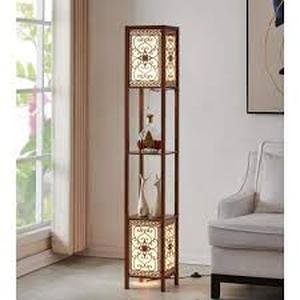 lot 20 image: Infinity Two Light Shelf Floor Lamp -Espresso Finish