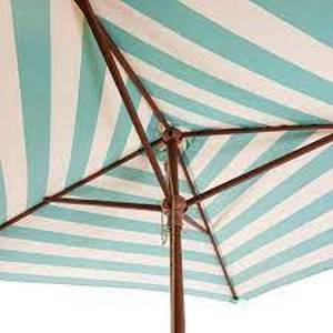 lot 144 image: NEW Destination Gear Soft TealIvory Stripe 6.5 ft Square Umbrella