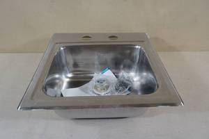 lot 167 image: Elkay Parkway Drop-in Single Bowl BarPrep Sink with Faucet -Stainless Steel