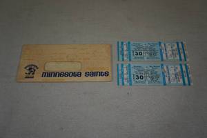 lot 7 image: 1975 Minnesota Fighting Saints Hockey Tickets - Season Ticket Envelope