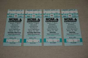 lot 8 image: 1991 NCAA Basketball Tournament Tickets