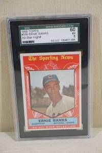 lot 32 image: 1959 Topps Ernie Banks #559 All Star High Number Baseball Card - SGC 5