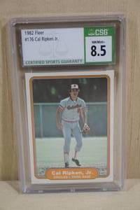 lot 34 image: 1982 Fleer Cal Ripken Jr #176 Rookie Baseball Card - CSG 8.5