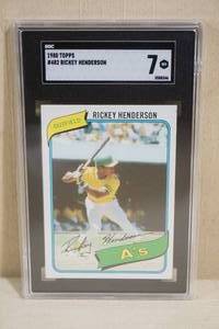 lot 35 image: 1980 Topps Rickey Henderson #482 Rookie Baseball Card - SGC 7