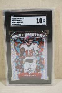 lot 48 image: 2020 Panini Mosaic Tom Brady #MM1 Men of Mastery Prizm Football Card - SGC 10