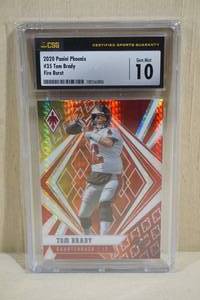 lot 49 image: 2020 Panini Phoenix Tom Brady #35 Fire Burst Football Card - CSG 10